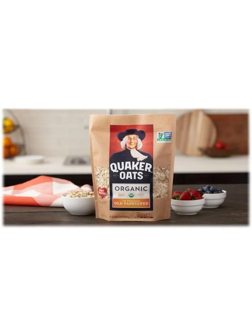 Organic Rolled Oats, Non-GMO, Old Fashioned, Resealable Bags, 24oz, Pack of 8